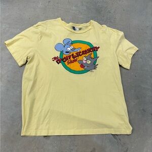 H&M DIVIDED T-Shirt The Simpsons Itchy & Scratchy Show Yellow Logo Tee, XL